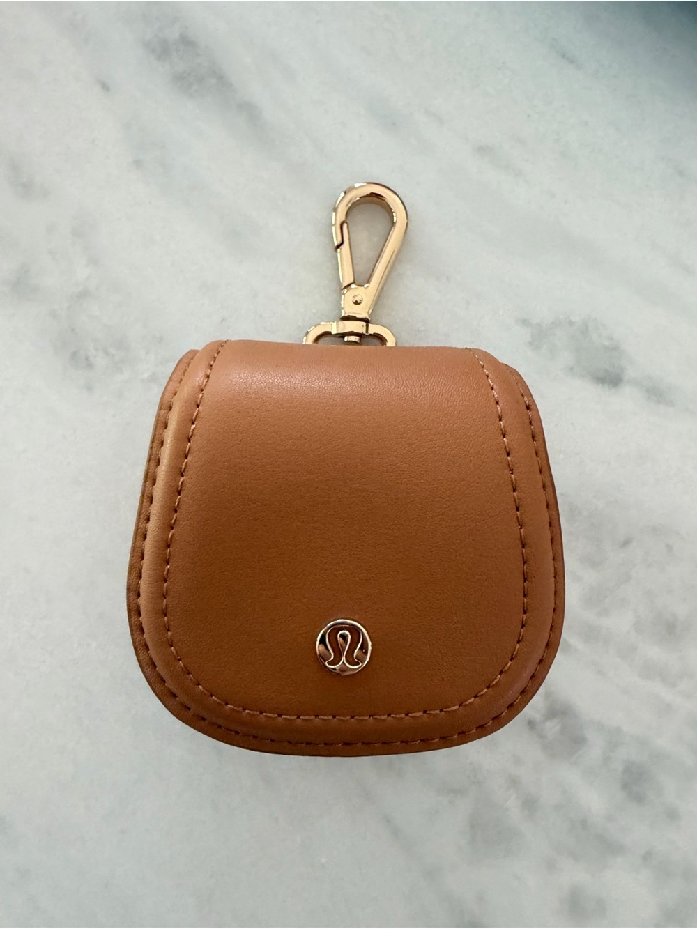 lululemon athletica Tan Leather Key & Card Pouch with Gold Clip